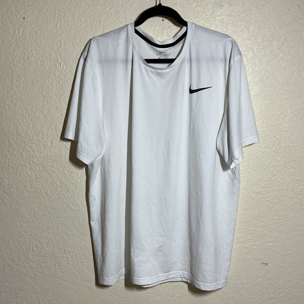 Nike Dri-Fit White Athletic T-Shirt Short Sleeve Training Gym Size XXL
